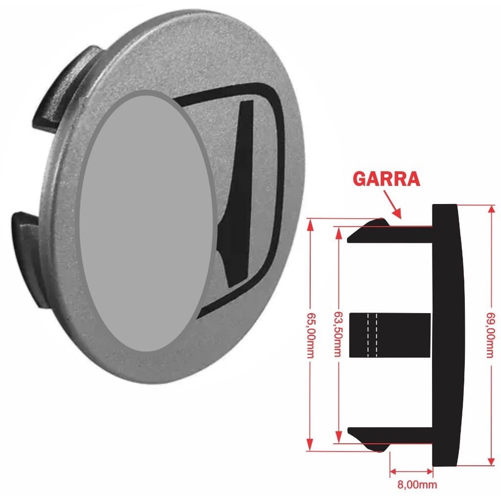 Calotinha Calota Centro 69,00mm H Prata Silk em Preto NEW CIVIC CRV HRV ACCORD 3D
