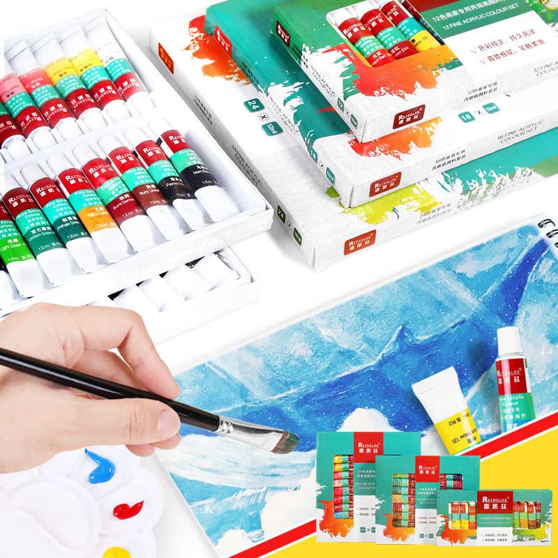 Conjunto de tinta aquarela Reynolds 24 cores tinta acrílica Tubular estudante pintura artística profissional tinta guach