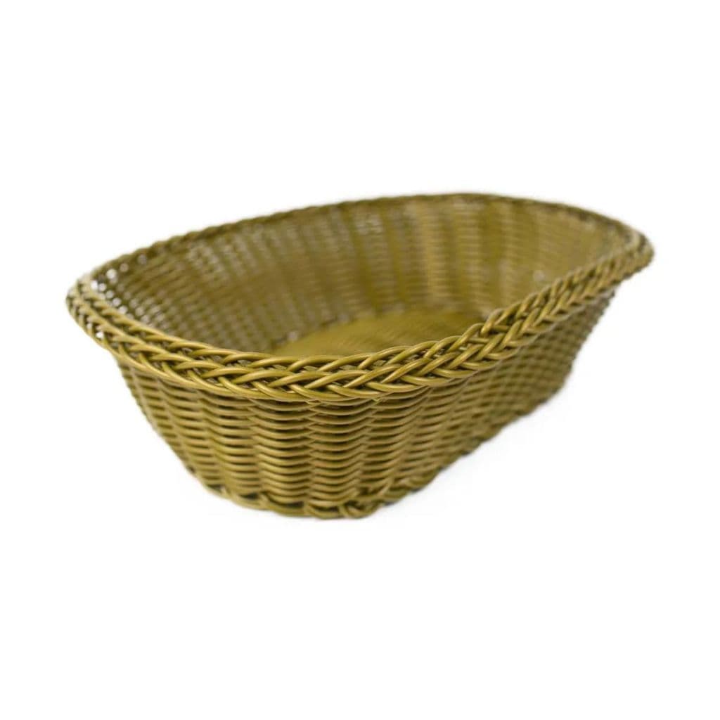 Cesta Oval Polyrattan Verde 21X21X7cm pães salgados frutas