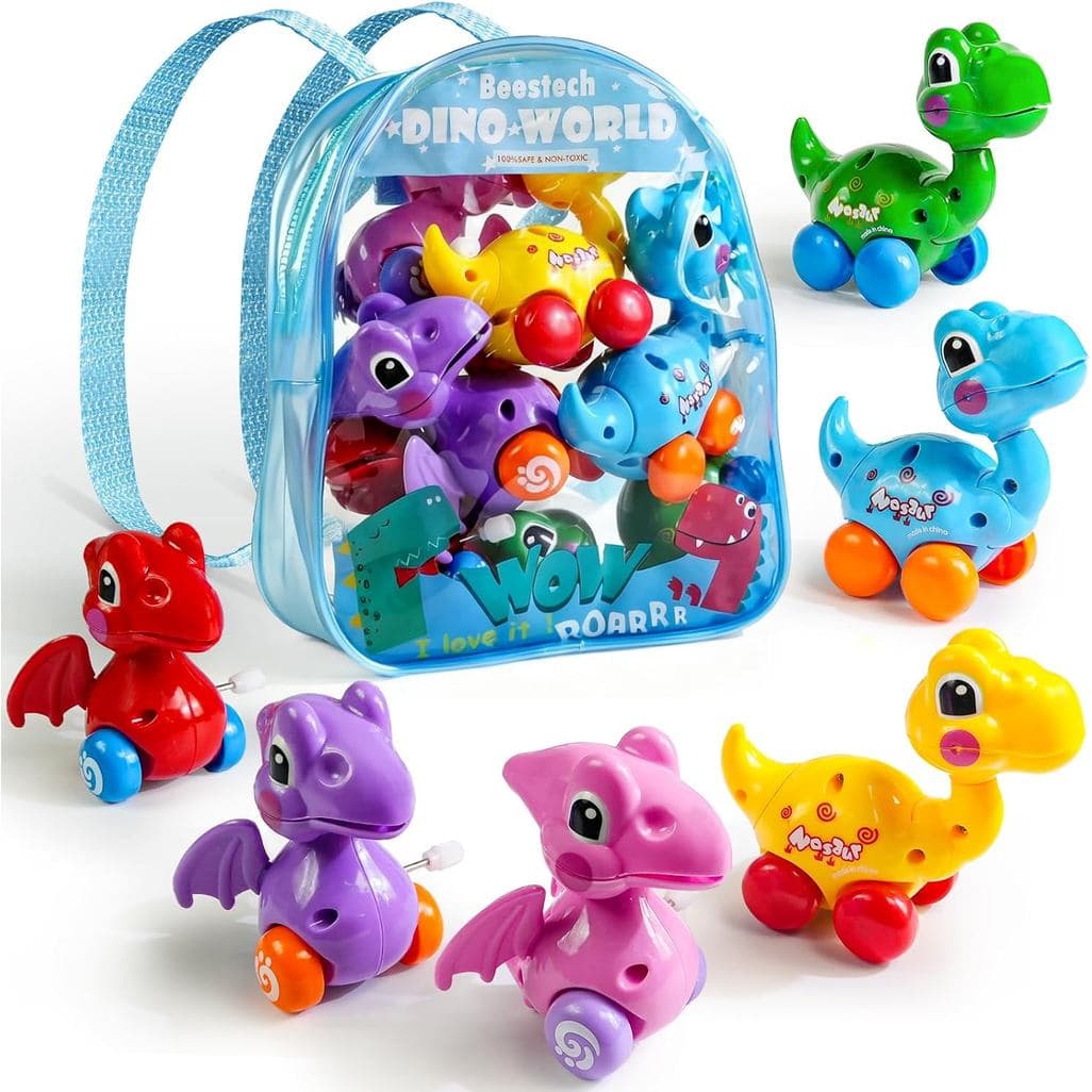 Brinquedos de Dinossauro de Corda Beestech para Meninas e Meninos de 3, 4, 5, 6 Anos, Suprimentos para Festas de Anivers