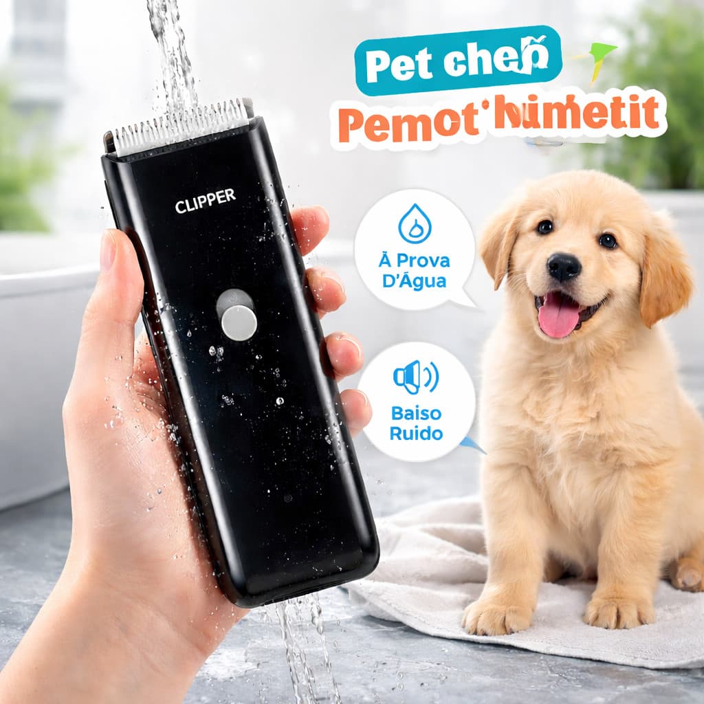 Aparador de Pelos Pets IPX7 | Silencioso ≤50dB | Ideal para Gatos e Cães | Tosa Rápida e Segura