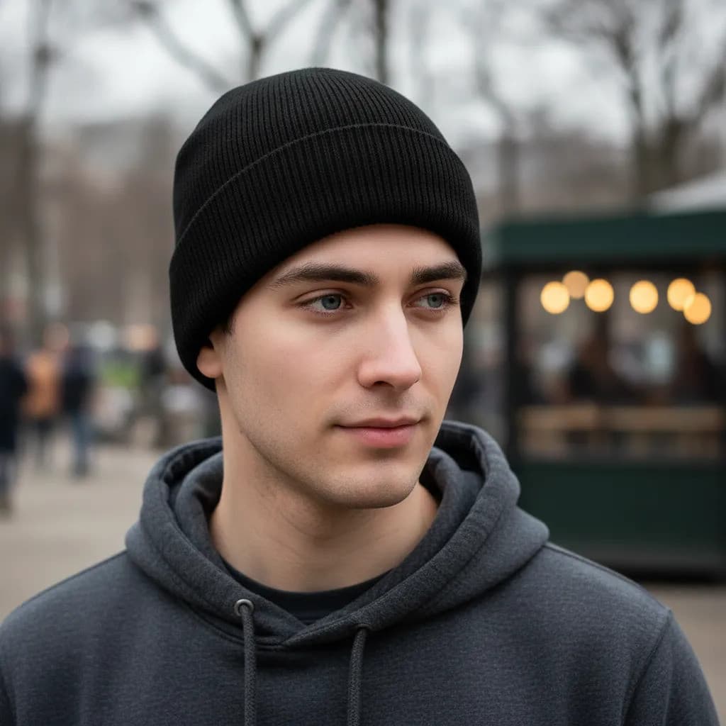 Touca Gorro De Frio Inverno Básica Lisa Preta Lã