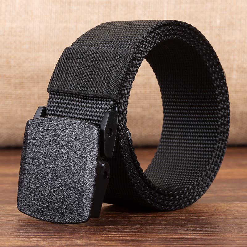 Cinto de fivela de plástico masculino feminino fivela de plástico cinto de lona imitação de náilon Metal-livre cinto de