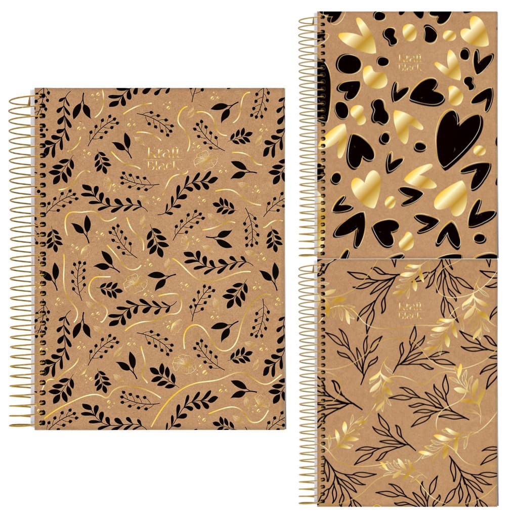 Caderno Universitário 10 Matérias Kraft Black Pólen 160 Folhas Jandaia
