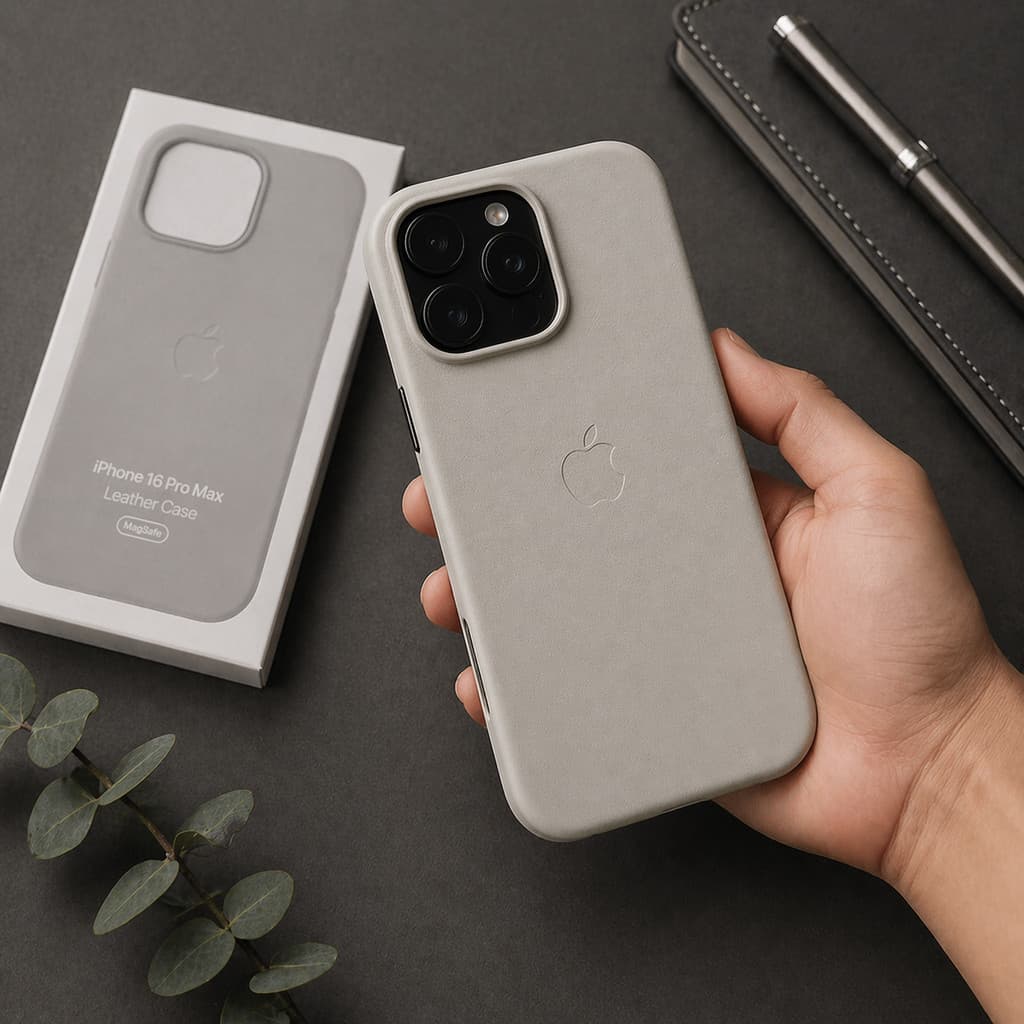 Capinha Luxo Couro PU para iPhone Pro Max 13-17 com Encaixe Magnético MagSafe