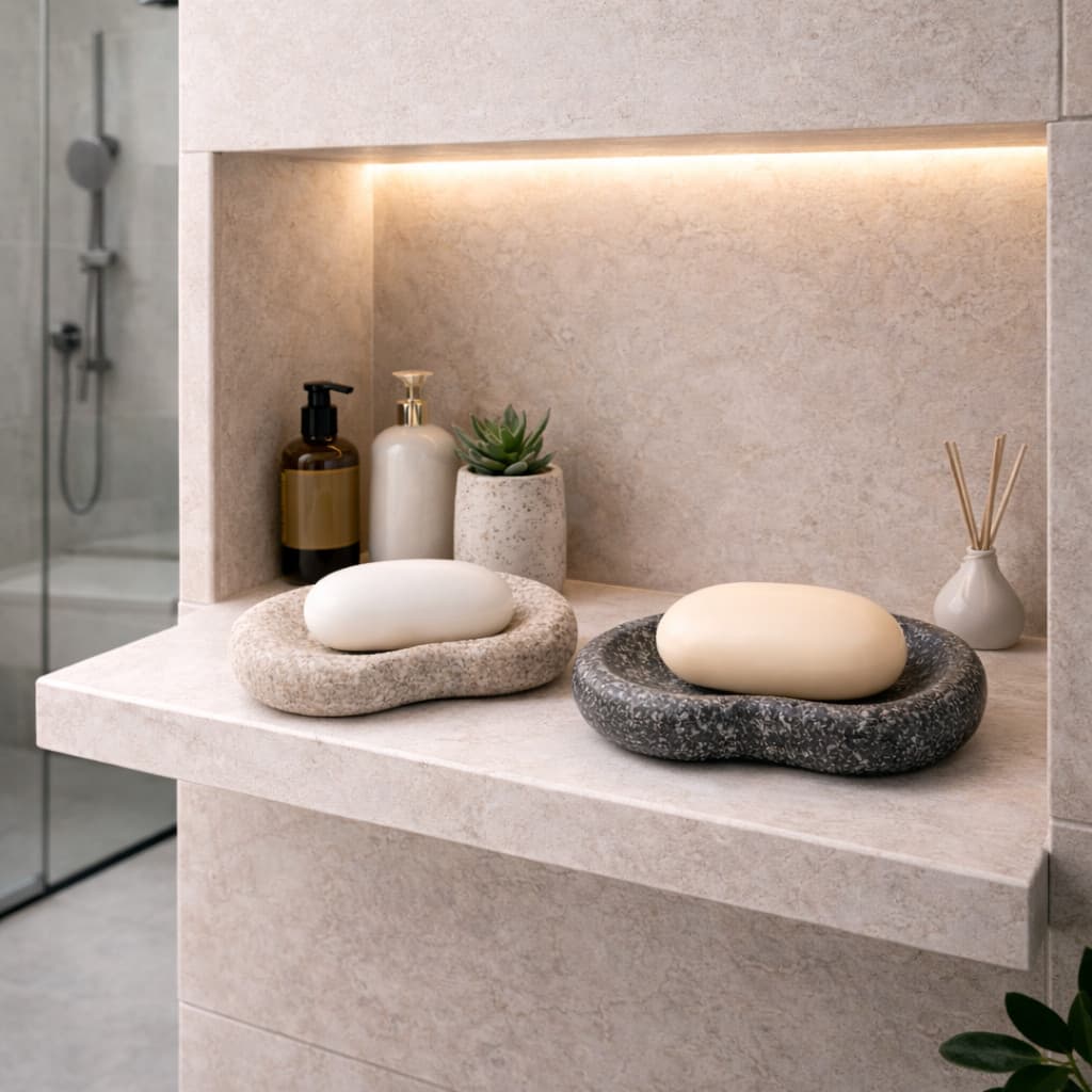 Saboneteira Mármore Antimofo Lavabo Natural Luxo Porta Sabonete Banheiro Decorativo Banheiro Spa