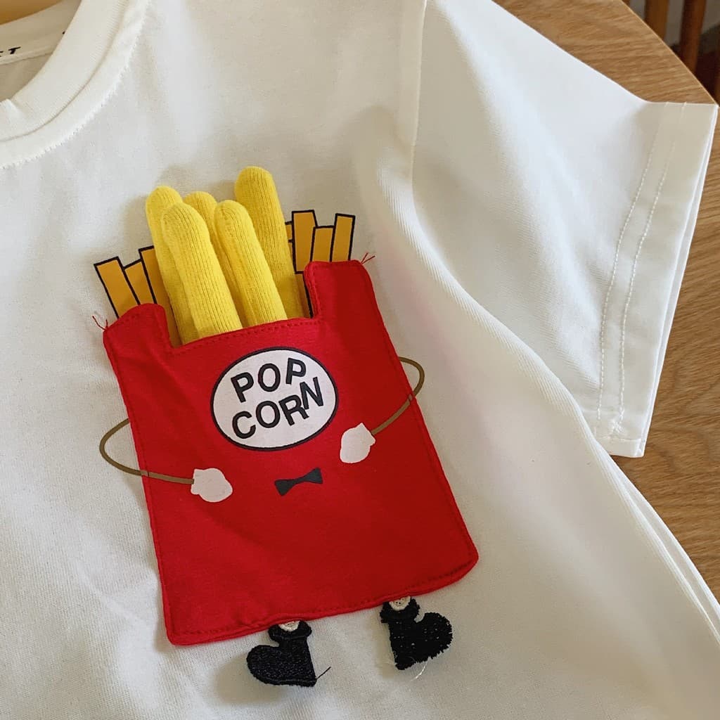 Meninos camiseta de manga curta 2026 novo estilo crianças batatas fritas vestido de verão verão meninos plâncton bonito
