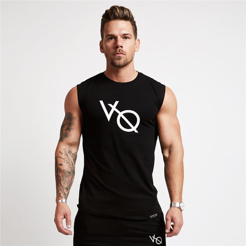 Ins mesmo estilo VQ colete de Fitness masculino pista campo verão esportes correndo roupas fino-ajuste exercício algodão