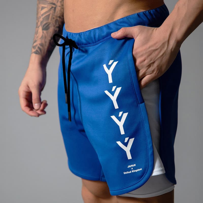 LYTF Fitness Shorts de camada dupla verão correndo calças de treinamento esportes casuais calças de três pontos forro el