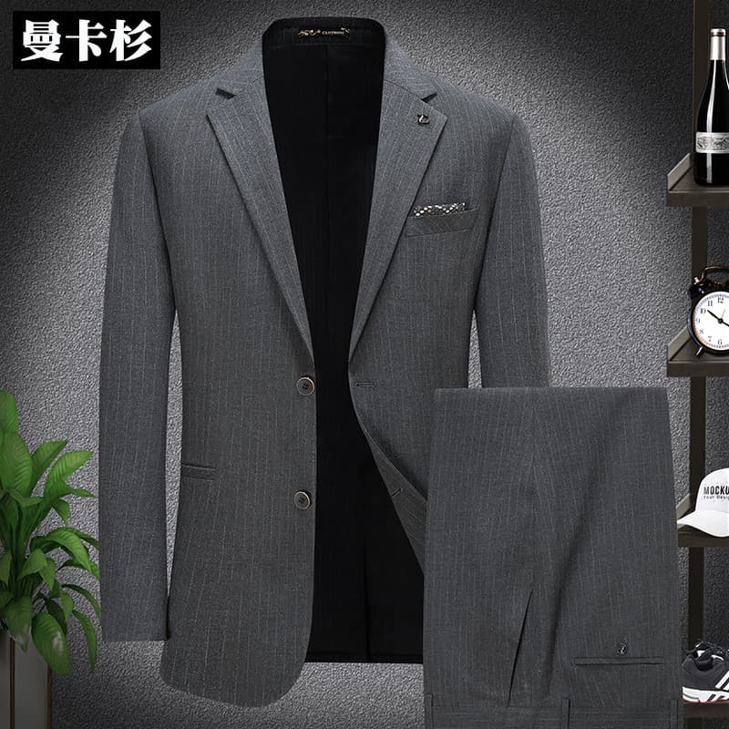 Tamanho grande solto Casual terno terno masculino gordo mais gordura Extra grande vestido de casamento listrado calças t