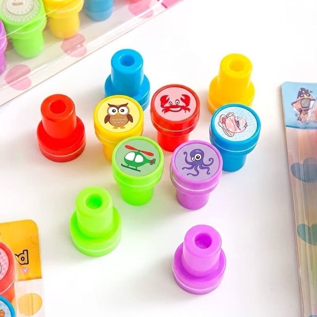Carimbo Escolar Infantil Colorido Desenhos Diversos Aleatório Papel Artesanato DIY