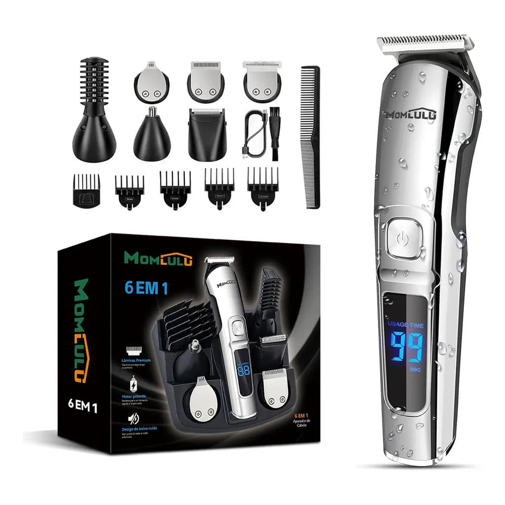 Cortador de Cabelo e Barbeador MOMLULU BR021 USB Sem Fios Resistente à Água