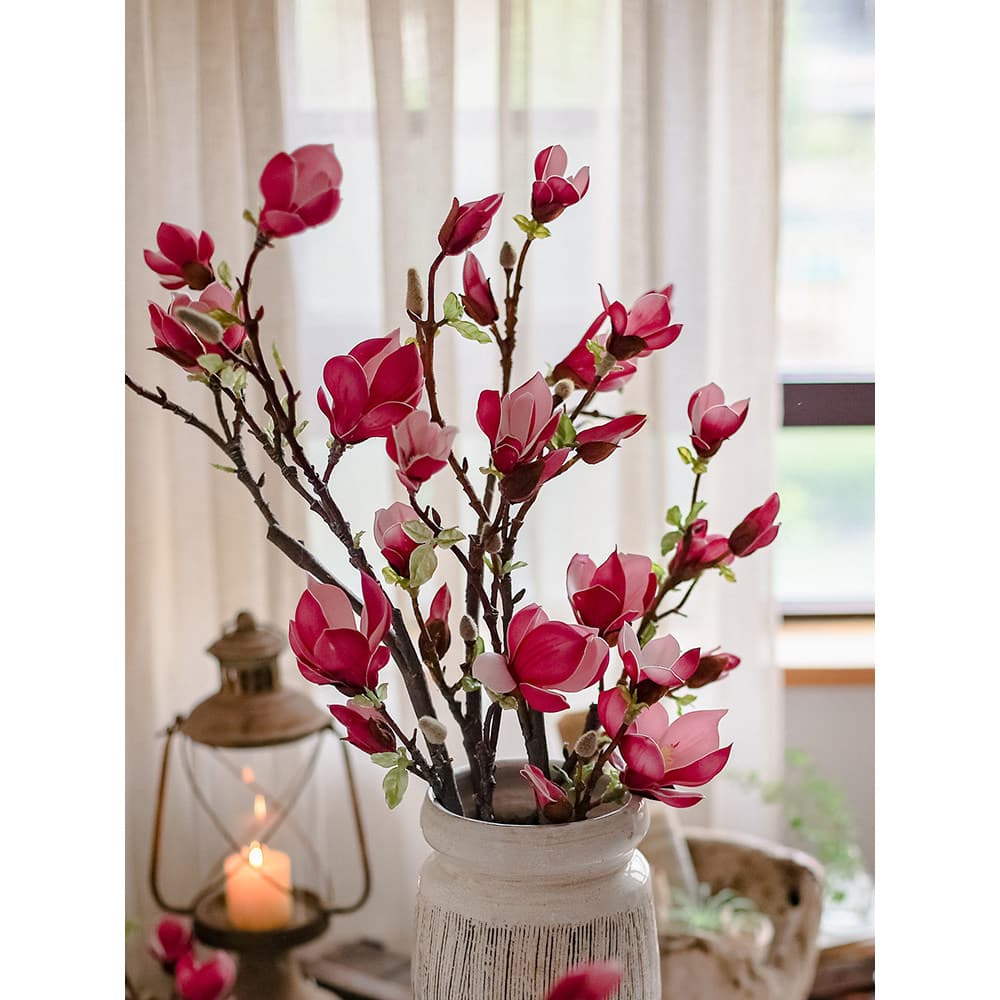 Juhan Magnólia Flor Flor Artificial Flor Artificial Decoração de Sala de Estar Mesa de Jantar Buquê Seco Arranjo de Flor