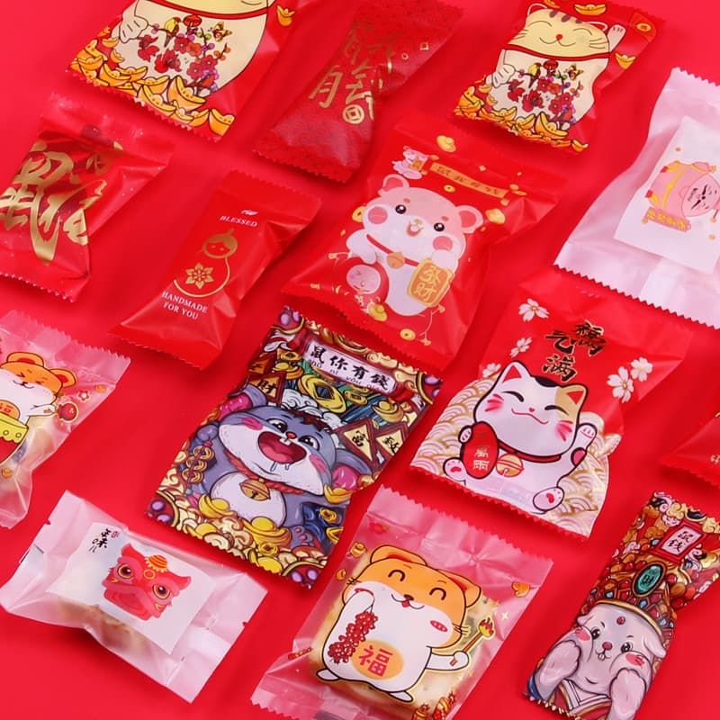 Ano novo floco de neve crocante Nougat saco de embalagem natal árvore de natal neve velho Elk biscoito máquina de doces