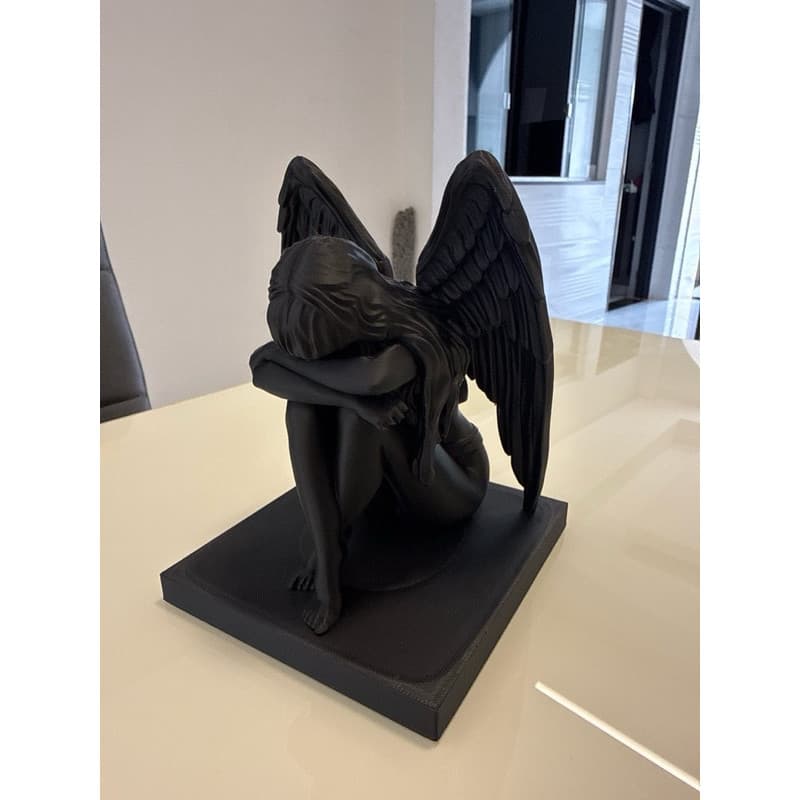 Estátua Decorativa Anjo chorando figura alada mulher com asas Estatueta Moderna enfeite minimalista
