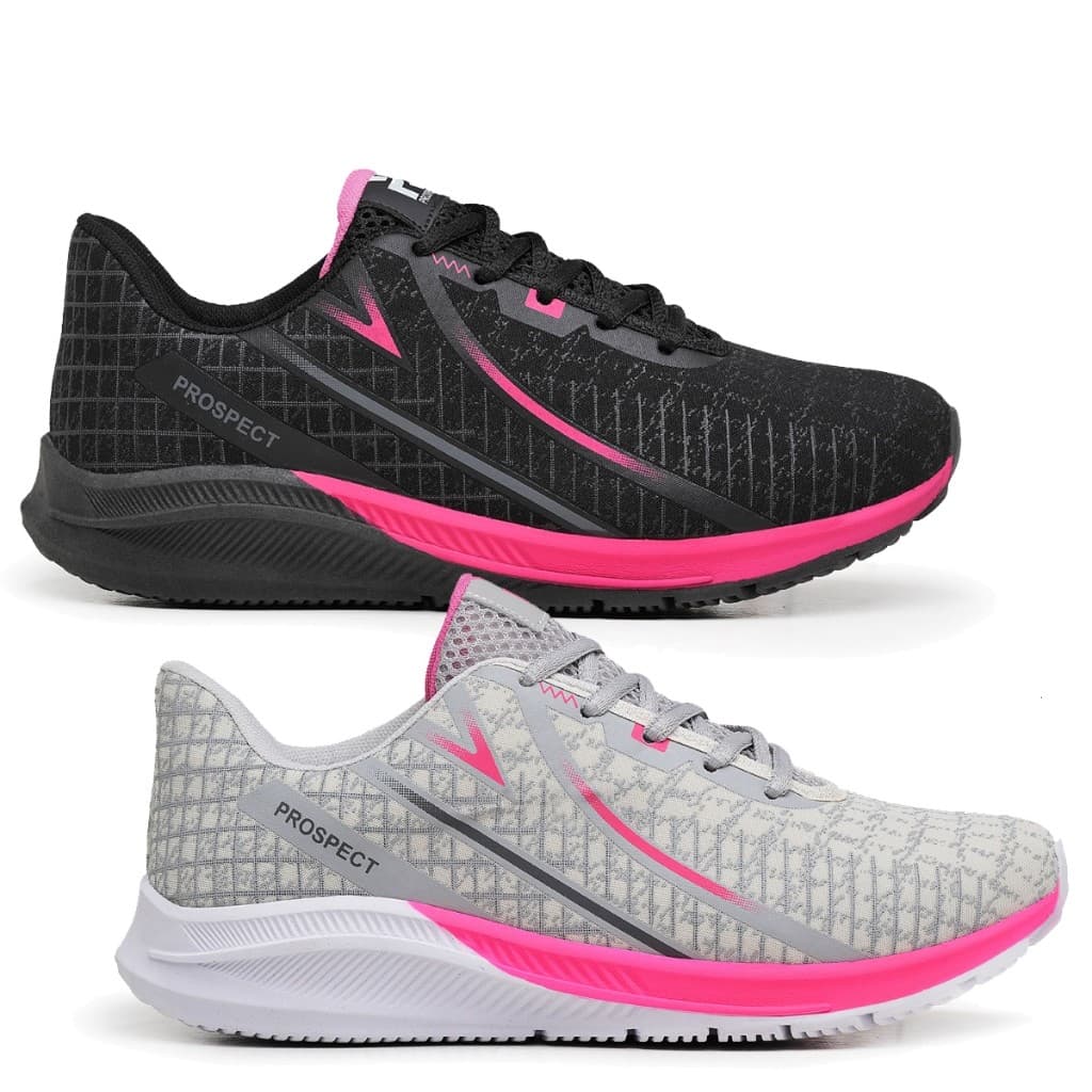 Kit 2 Tênis Feminino Prospect Spark Caminhada Academia Corrida Esporte