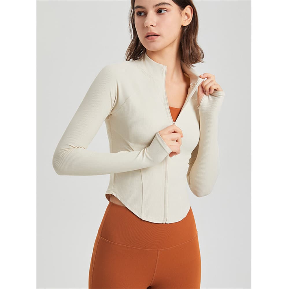 2026 primavera verão moldar Yoga Wear feminino jaqueta Casual manga longa zíper com capuz correndo pele-amigável esporte