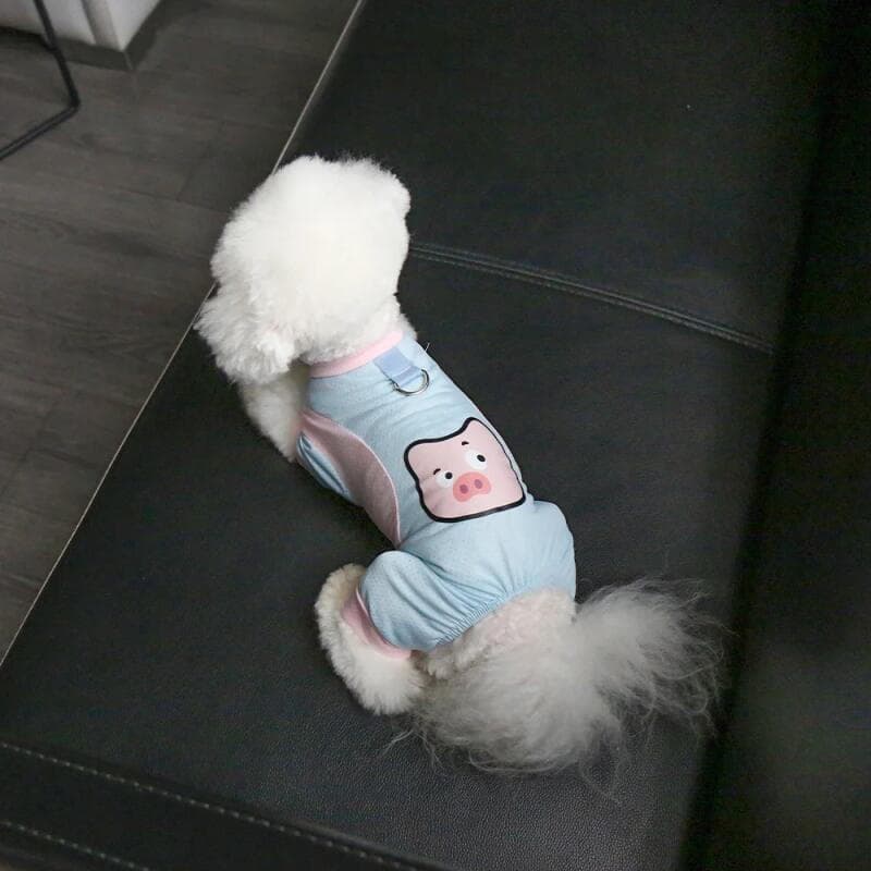 Roupa de Verão para Gatos e Cães com Quatro Patas, com Corda de Tração e Fivela, em Seda Gelada com Sensação Fresca e Es