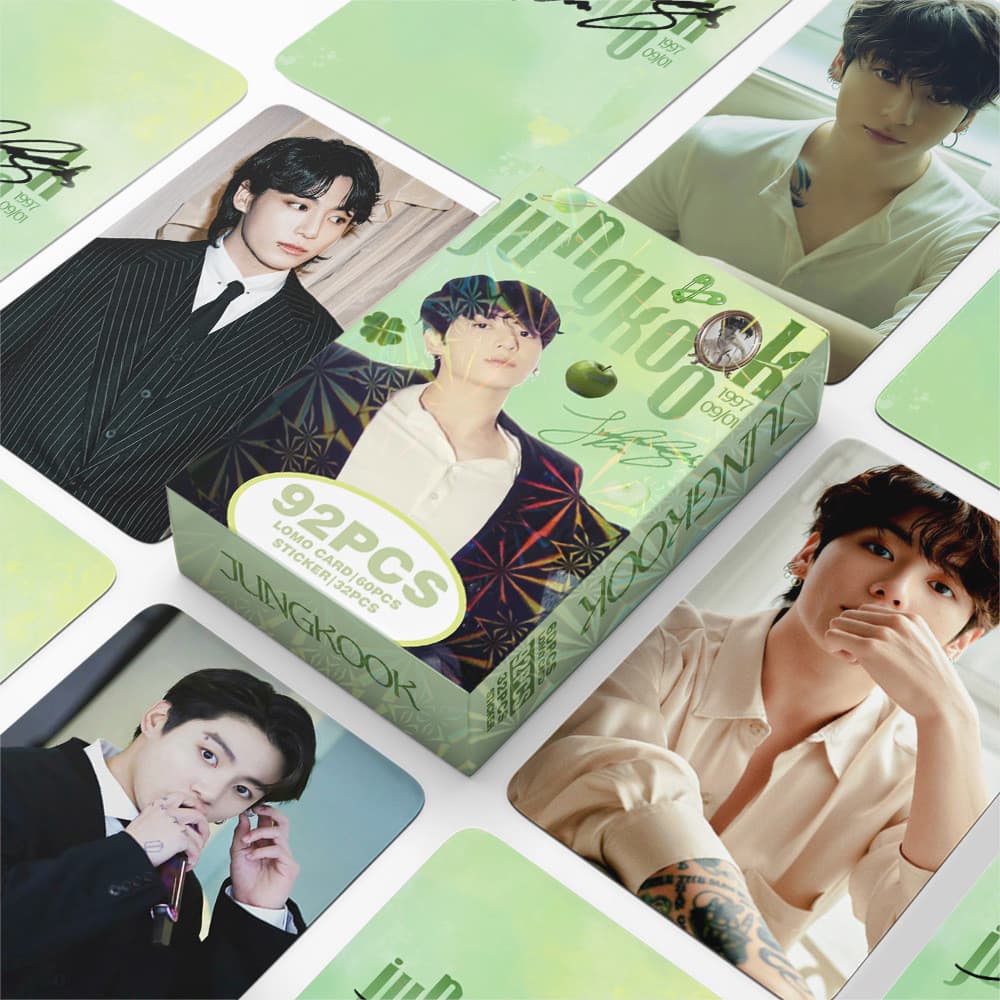 BTS JUNGKOOK Photocard Lomo Card 60pcs Cartão + 32pcs Adesivo Pequeno