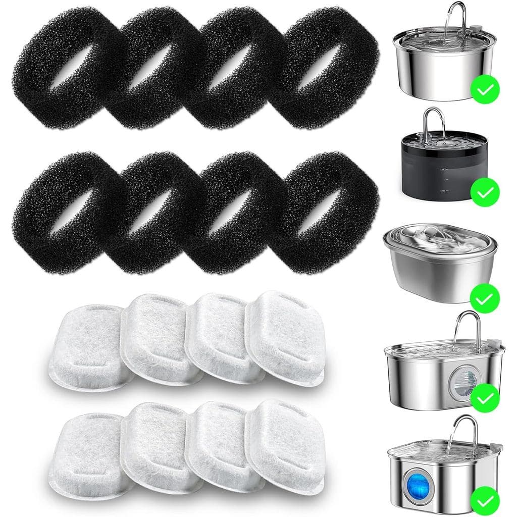 Substituição De Filtro De Fonte De Água Para Gatos De 16 Pacotes , 4 + 4/8 + 8 Cat De Aço Inoxidável 2L/67 Onças E 3.2L/
