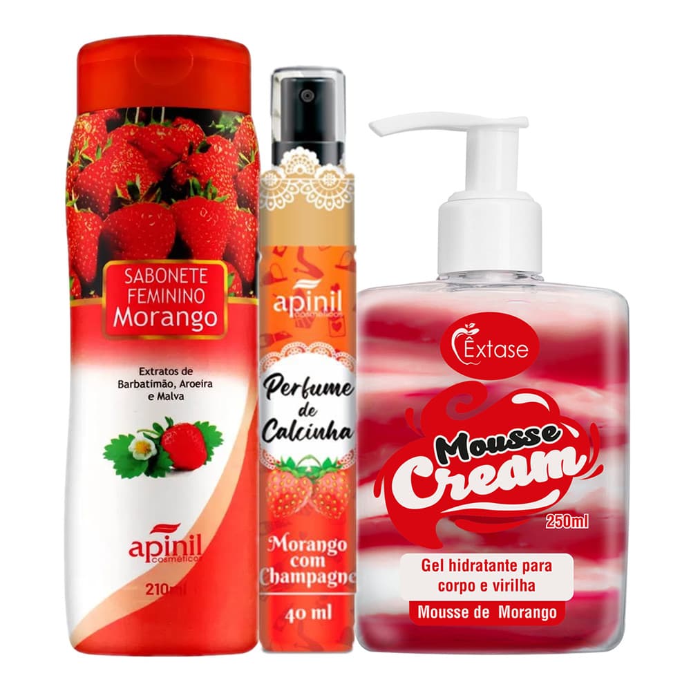 KIT Íntimo Creme Hidratante Beijável, Sabonete Líquido e Perfume Intimo Colônia Feminina