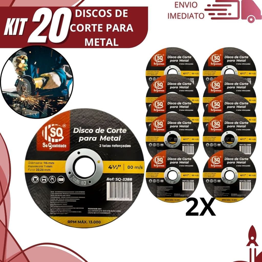 Disco de Corte Metal Kit 20/10/8/6 4.5 Pol" 1mm Alta Precisão para Esmerilhadeira Corte Limpo