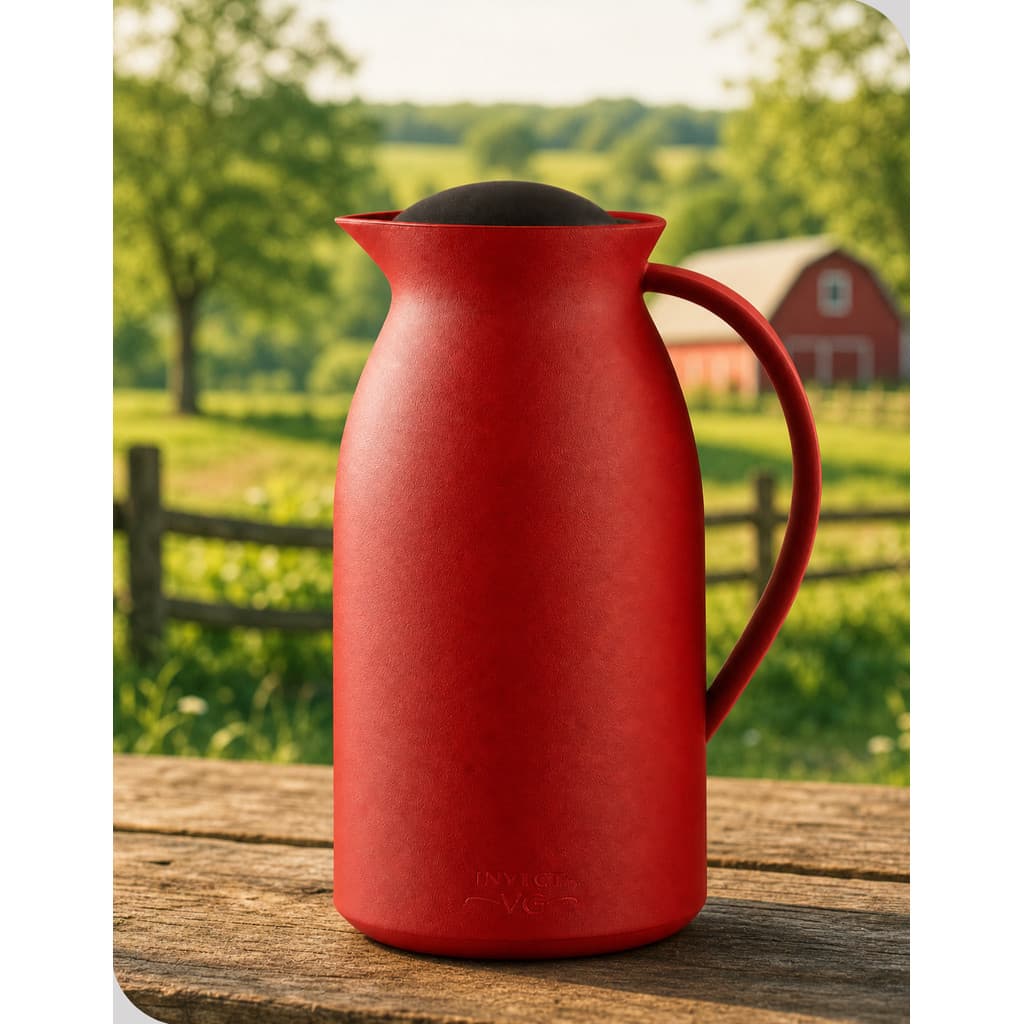 Garrafa Térmica 750ml Invicta VG Vermelho Velvet Café Chá Ampola Vidro Rolha Alça Tampa Vácuo