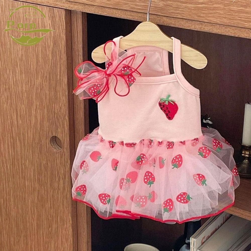 Parperperty1 Saia Para Cão Pequeno , Vestido De Princesa Sweet Fashion Pet , Fio De Malha Chihuahua Gato Morango