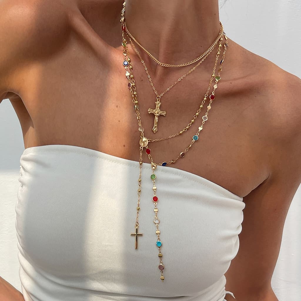 Colar Gargantilha Com Pingente Moderno Para Mulheres , Corrente De Cristal , Joia Cristã , Presente