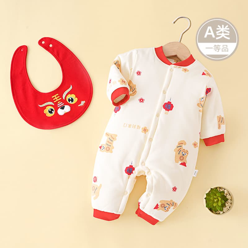 Roupas de ano novo inverno bebê engrossado pijamas quentes ano do tigre macacão bebê ano novo roupas macacão