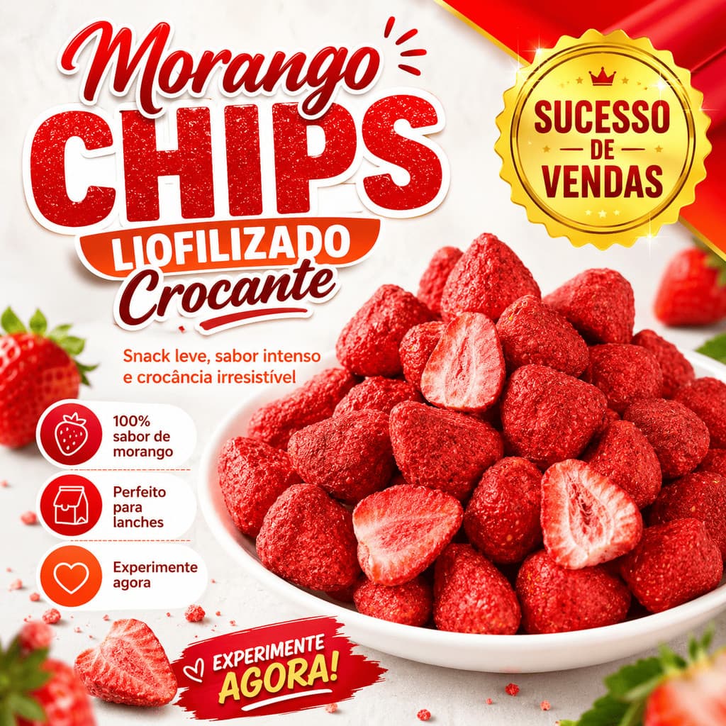 Morango Chips Liofilizado Crocante