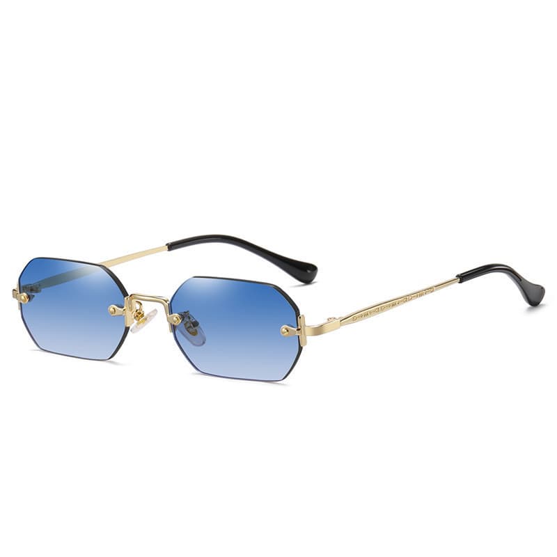 Vintage Sem Aro Polígono Óculos De Sol Feminino Masculino Popular Viagem Pequeno Quadro Senhoras UV400
