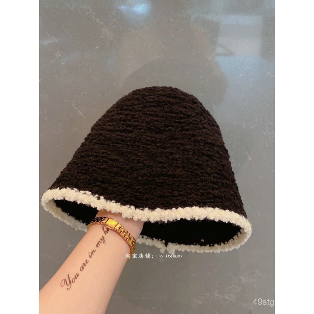 Novo chapéu de pescador de lã de cordeiro e pelúcia para o outono/inverno 2024 do Japão, elegante e versátil, chapéu buc