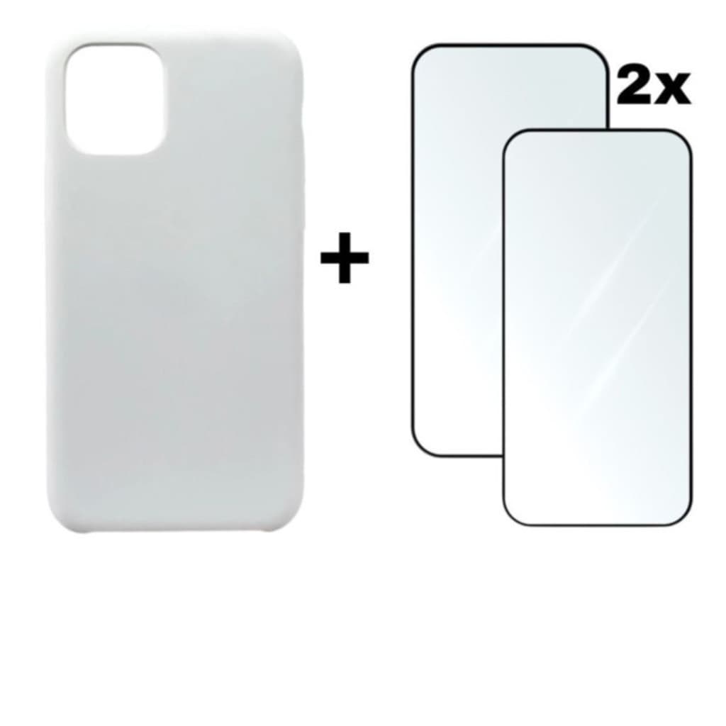Kit 3em1 Case Branca + 2X Película Vidro Temperado iPhone 11 12 13 14 15 16 17 Pro Max - ABM