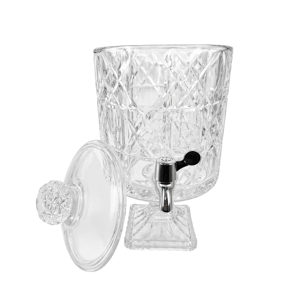 Suqueira Dispenser Vidro Transparente Lapidado Premium 4.5L Mesa Posta Para Servir Decoração Luxo