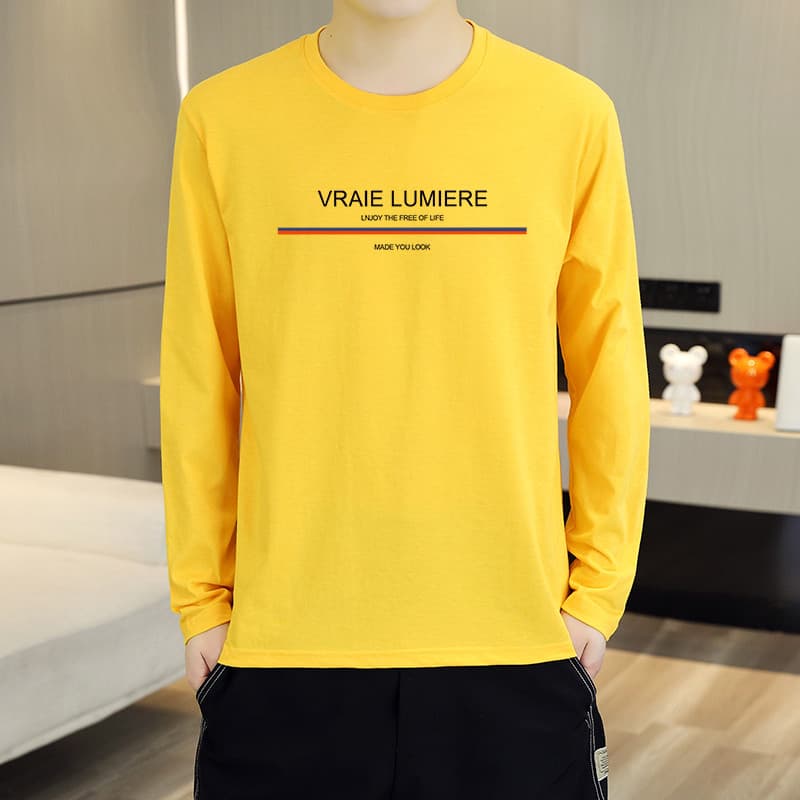 Camiseta masculina de manga comprida com fonte simples americana verão multicolorida na moda masculina camiseta de fundo