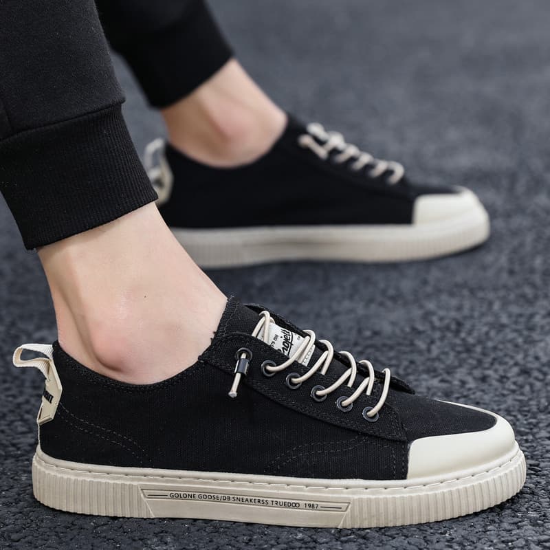 Sapatos masculinos 2025 novo estilo outono sapatos de lona casuais versão coreana na moda All-Match preguiçoso outono na
