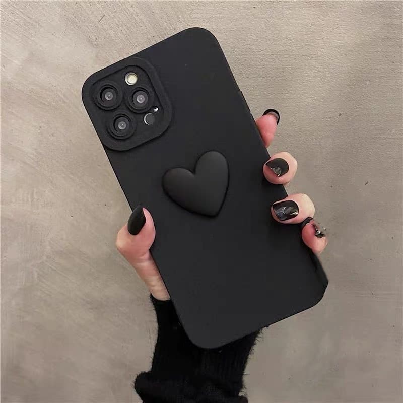 Capa de telefone de olho de anjo preta 3D em forma de coração, adequado para iPhone 16, 15, 14, 13, 12, 11 series