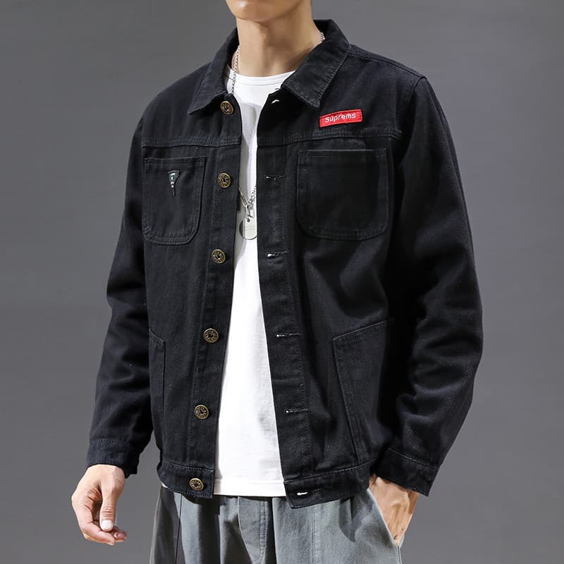 Jaqueta masculina primavera outono novo estilo juventude na moda Casual jaqueta masculina de manga comprida camisa jeans