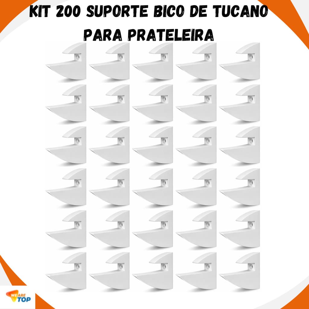 Kit 200 Suportes Bico De Tucano Para Prateleira De 15mm Suporte Invisivel Top
