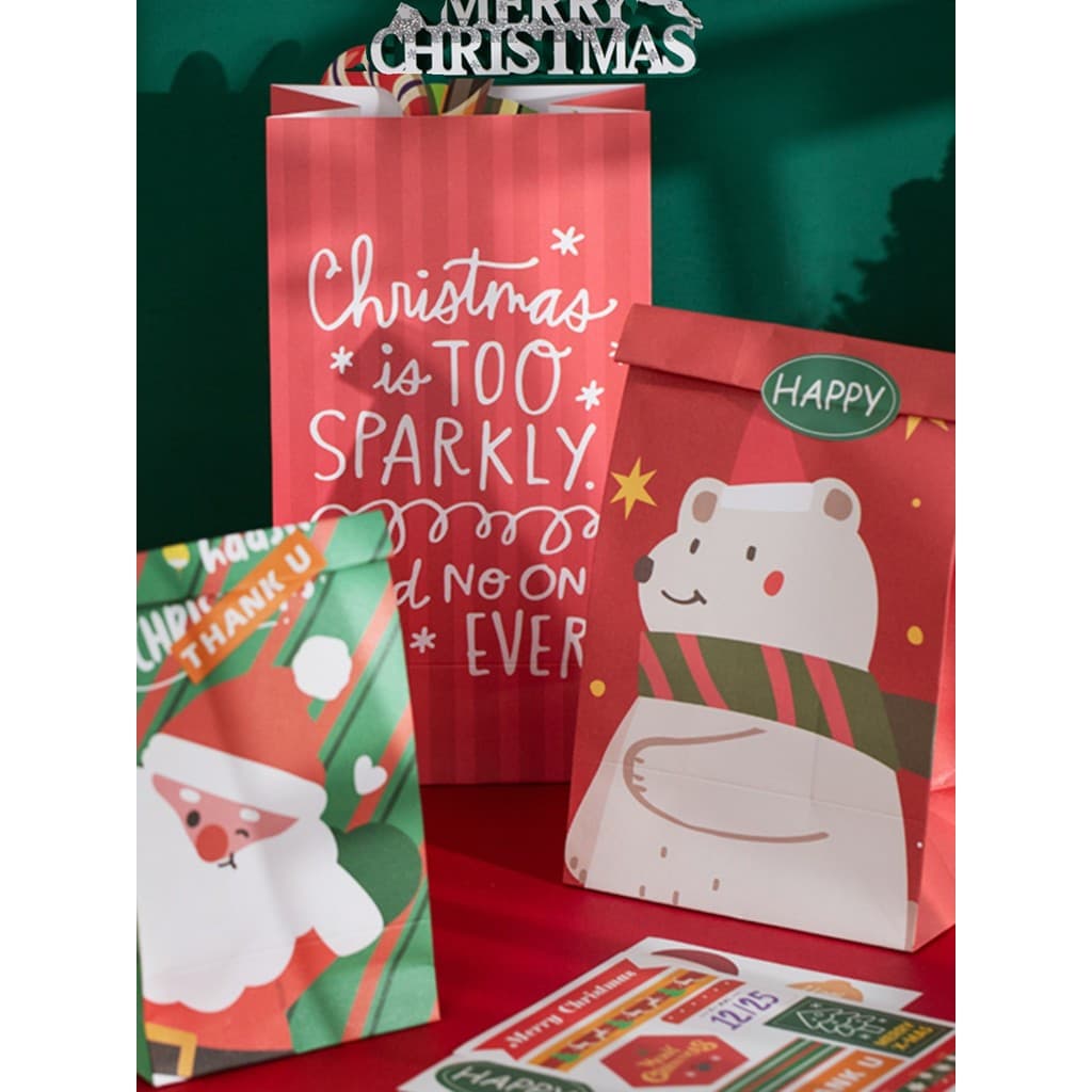 Presentes de natal caixa de presente de véspera de natal saco de presente saco de doces decoração de natal saco de papel