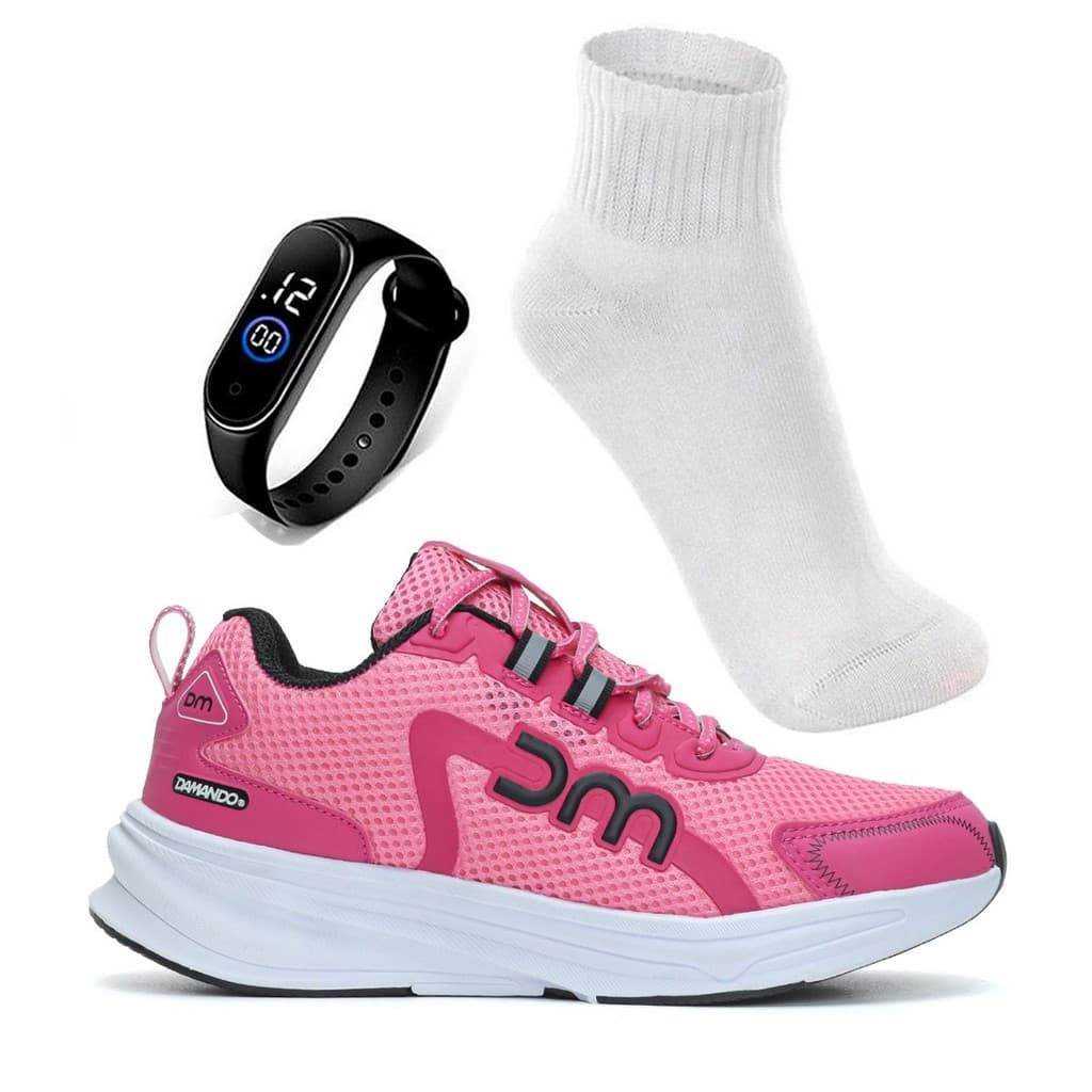 Kit Tênis Unissex Corrida Crossfit Caminhada Relógio Digital + Meia