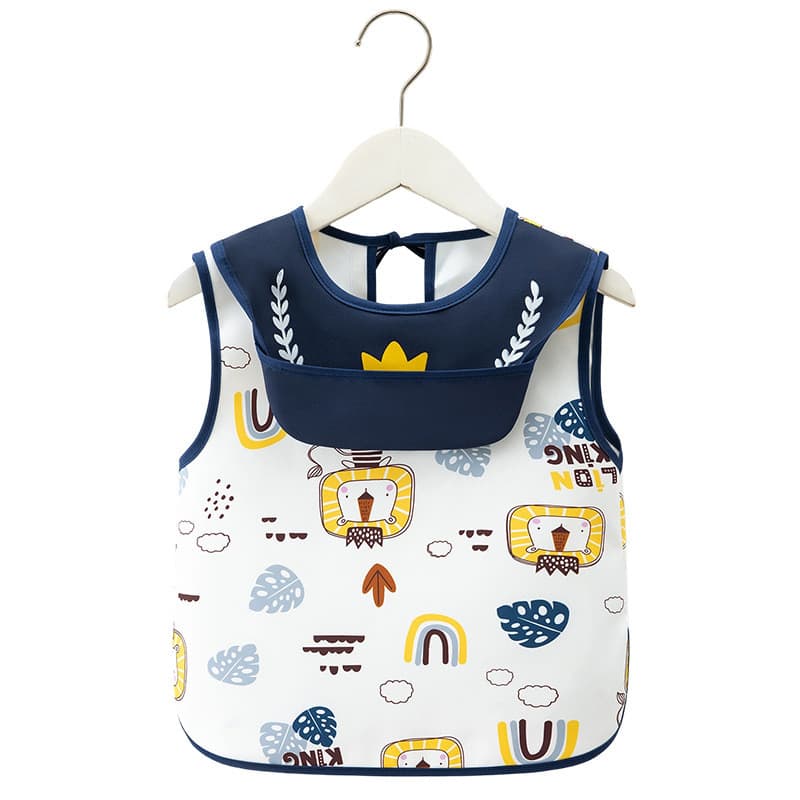 Macacão impermeável para bebês, sem mangas, babadores infantis para comer, Anti-sujeira, leve, respirável, bolsos de arr