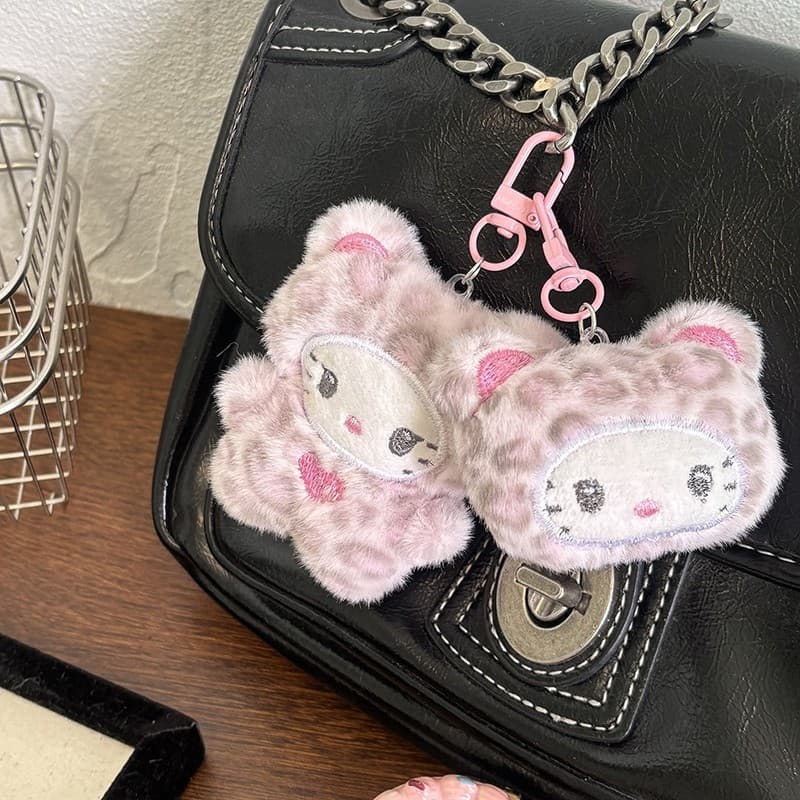 Bonito Leopardo Kitty Chaveiros Cartoonbowtie Gatinho Pllush Saco Pingentes Moda Chave Acessórios