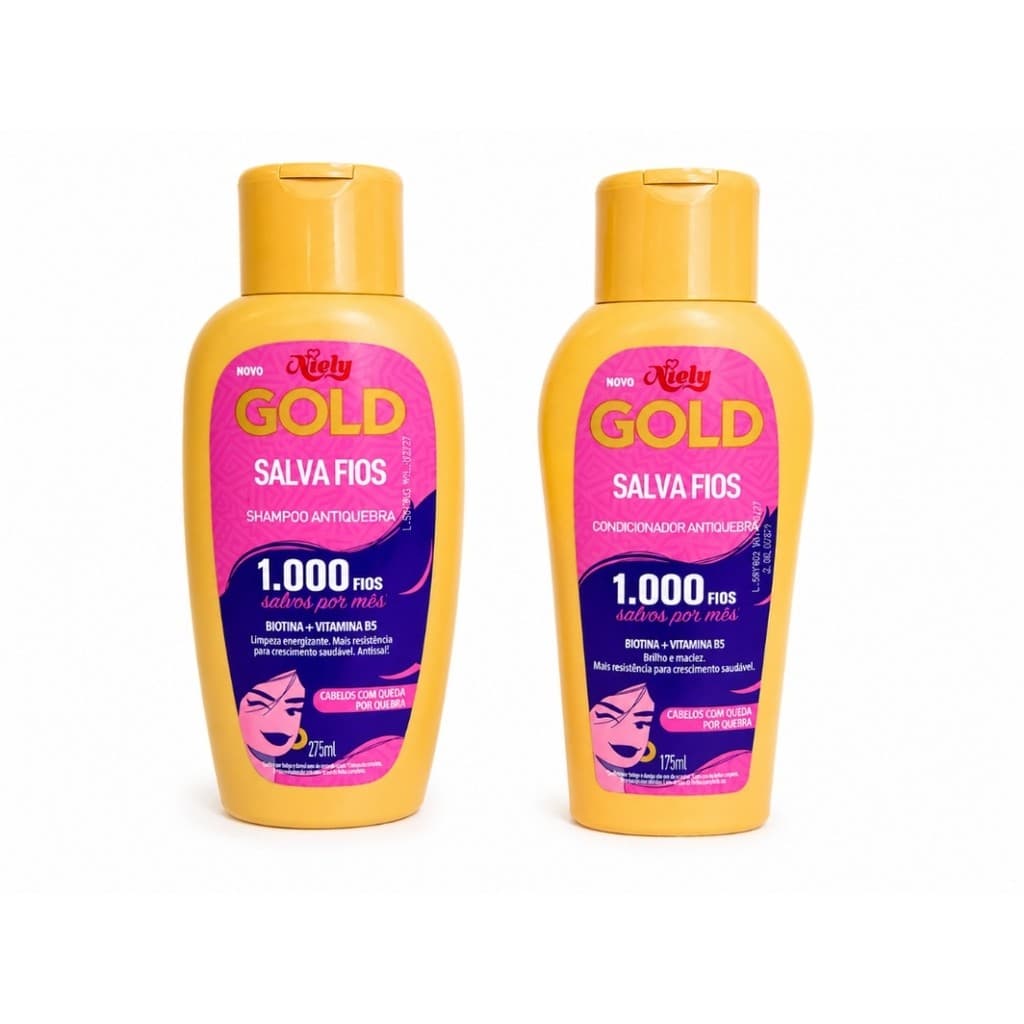 Kit Niely Gold Salva Fios Antiquebra Shampoo 275ml + Condicionador 175ml