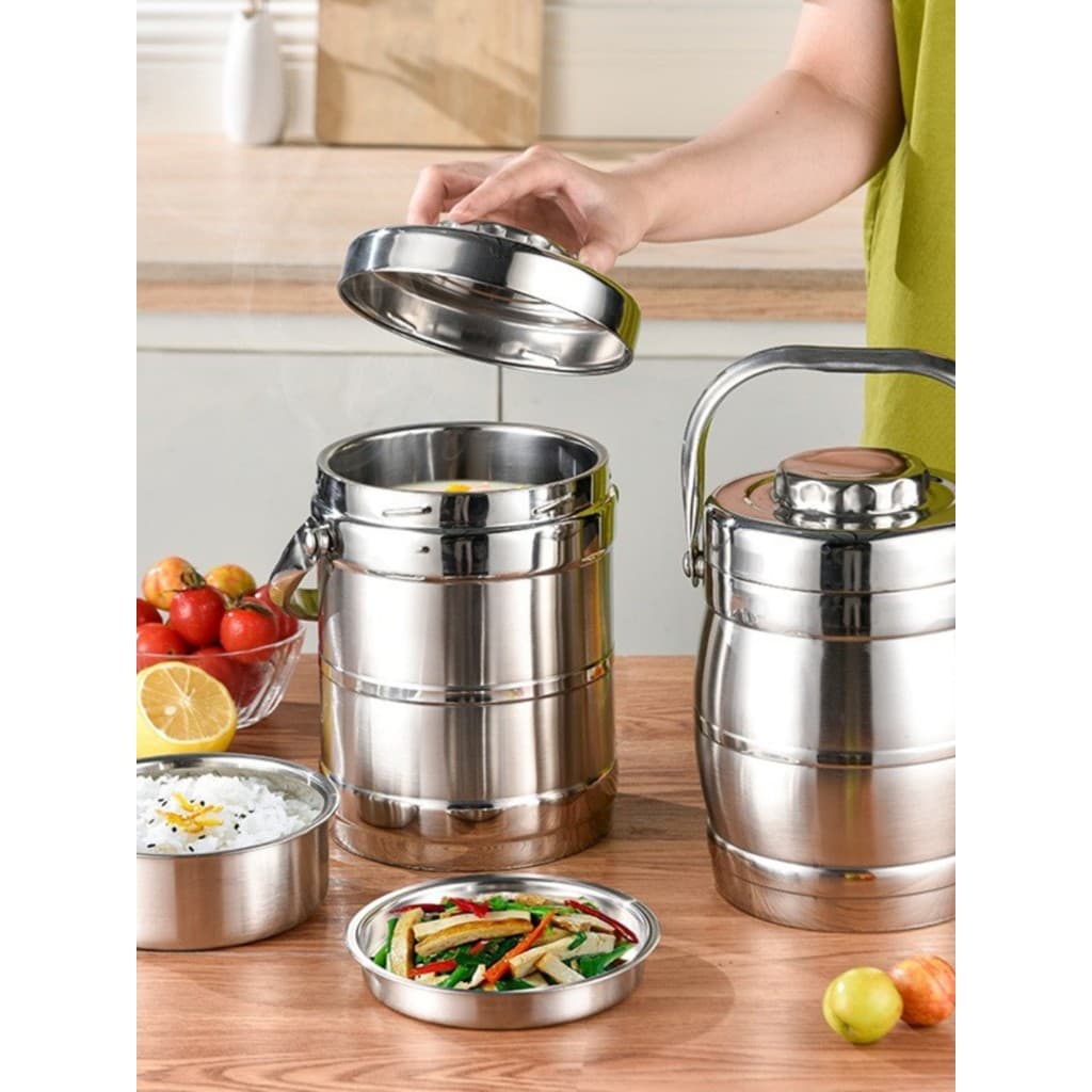 Lancheira isolada de aço inoxidável, três camadas, balde isolado para adultos, Hotel, restaurante, balde de almoço, gran