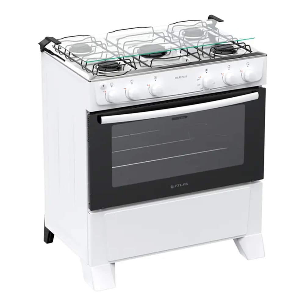Fogo Atlas Milo 5 Bocas Automtico Mesa de Inox 82 Litros