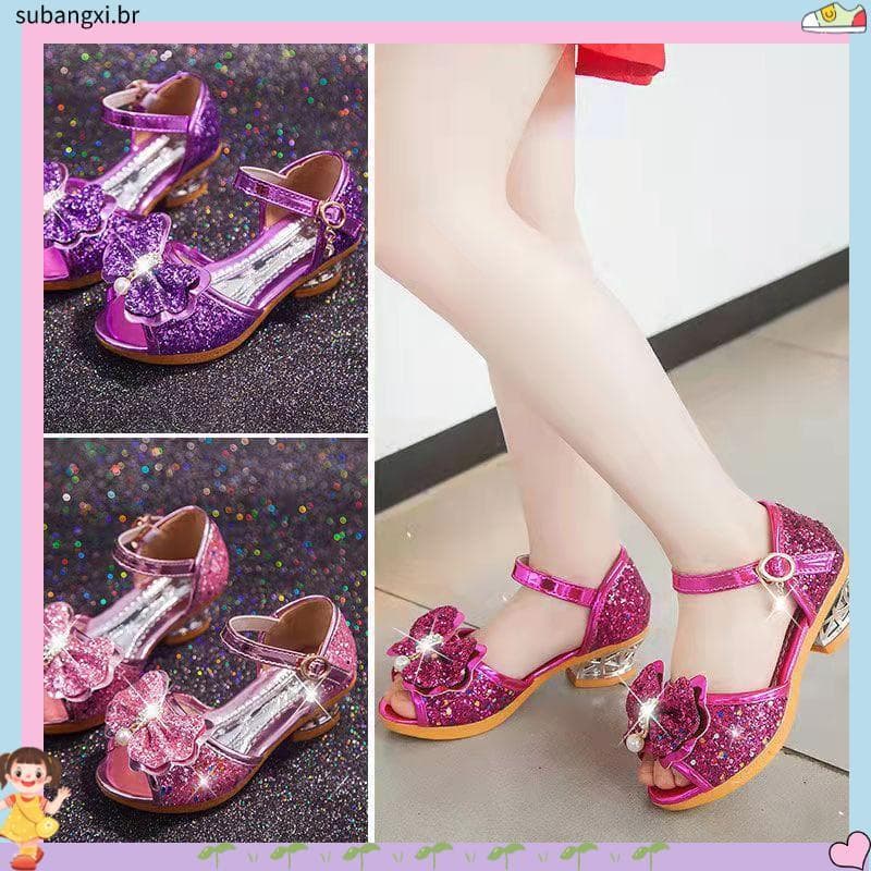 Sandálias infantis Princesa Meninas Sapatos de Dança Verão Novo Estilo Coreano Salto Alto Boca De Peixe Elemento 4678 6