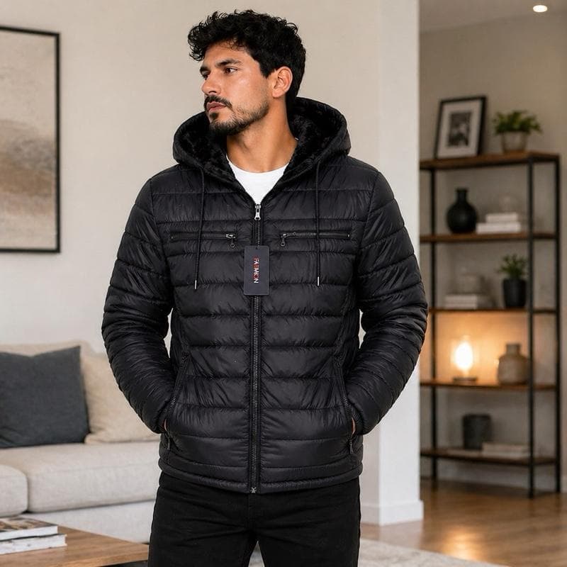Jaqueta Gominho Masculino Pelúcia com Capuz Removível para Uso Diário e Estilo Moderno