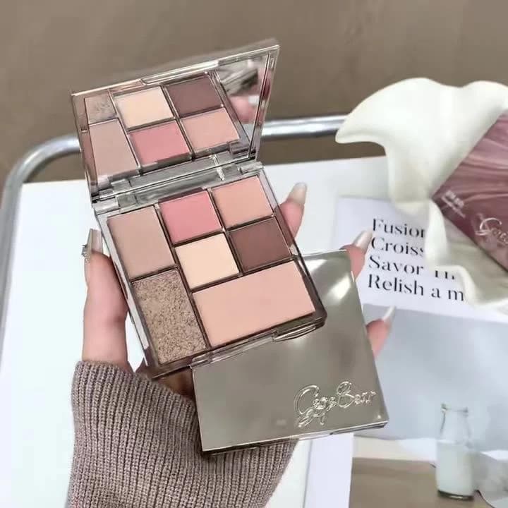 Gogo Bear Paleta de combinação divertida de sete cores, delicada, fosca, Natural, estudante, Pseudo-maquiagem, paleta de